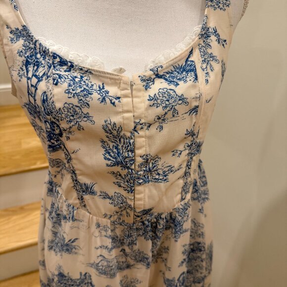 Cider Toile Tank Dress With Hook and Eye Opening and Lace Size Small - Picture 9 of 10